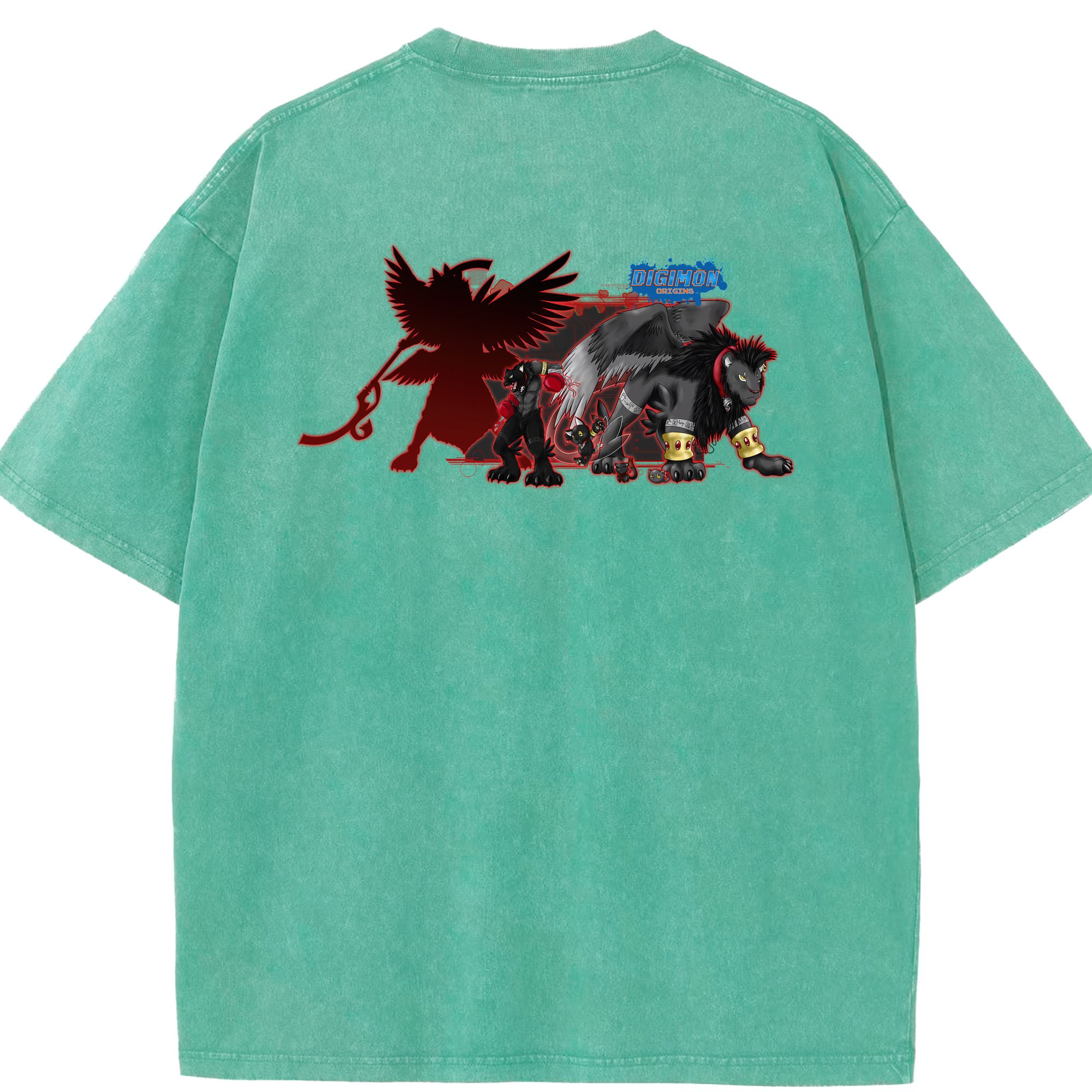 （画像用） Digimon デジタルモンスター/デジモン 綿100% ヴィンテージ風 半袖Tシャツ（背面プリント）